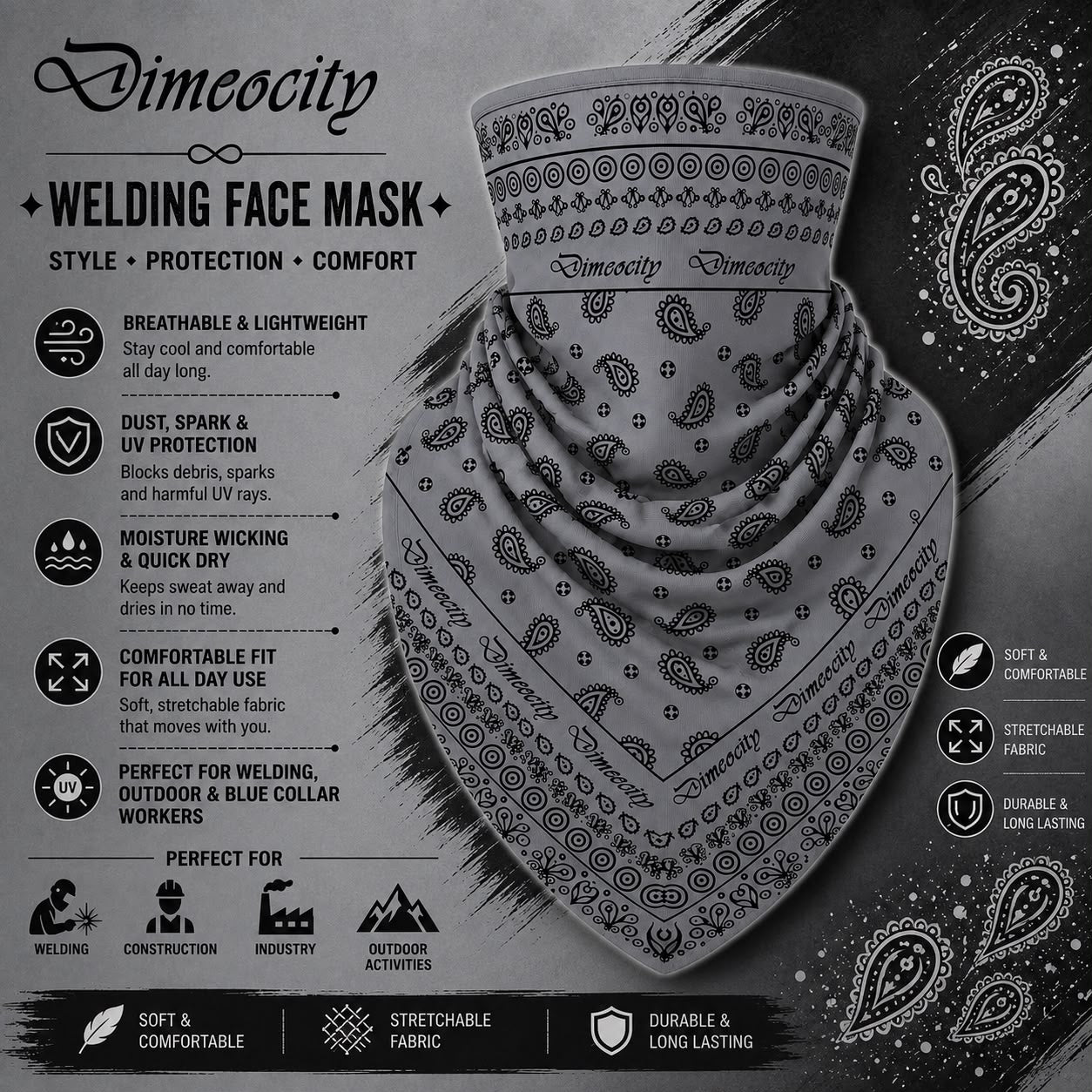 Grey/Black Face Mask