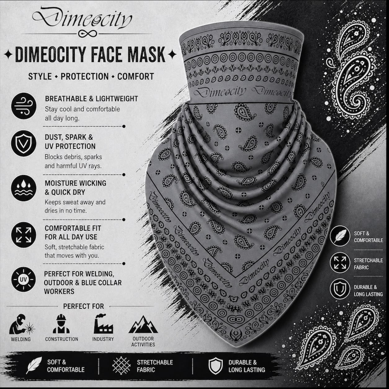 Grey/Black Face Mask