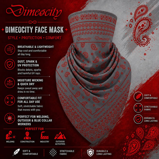 Grey/Red Face Mask
