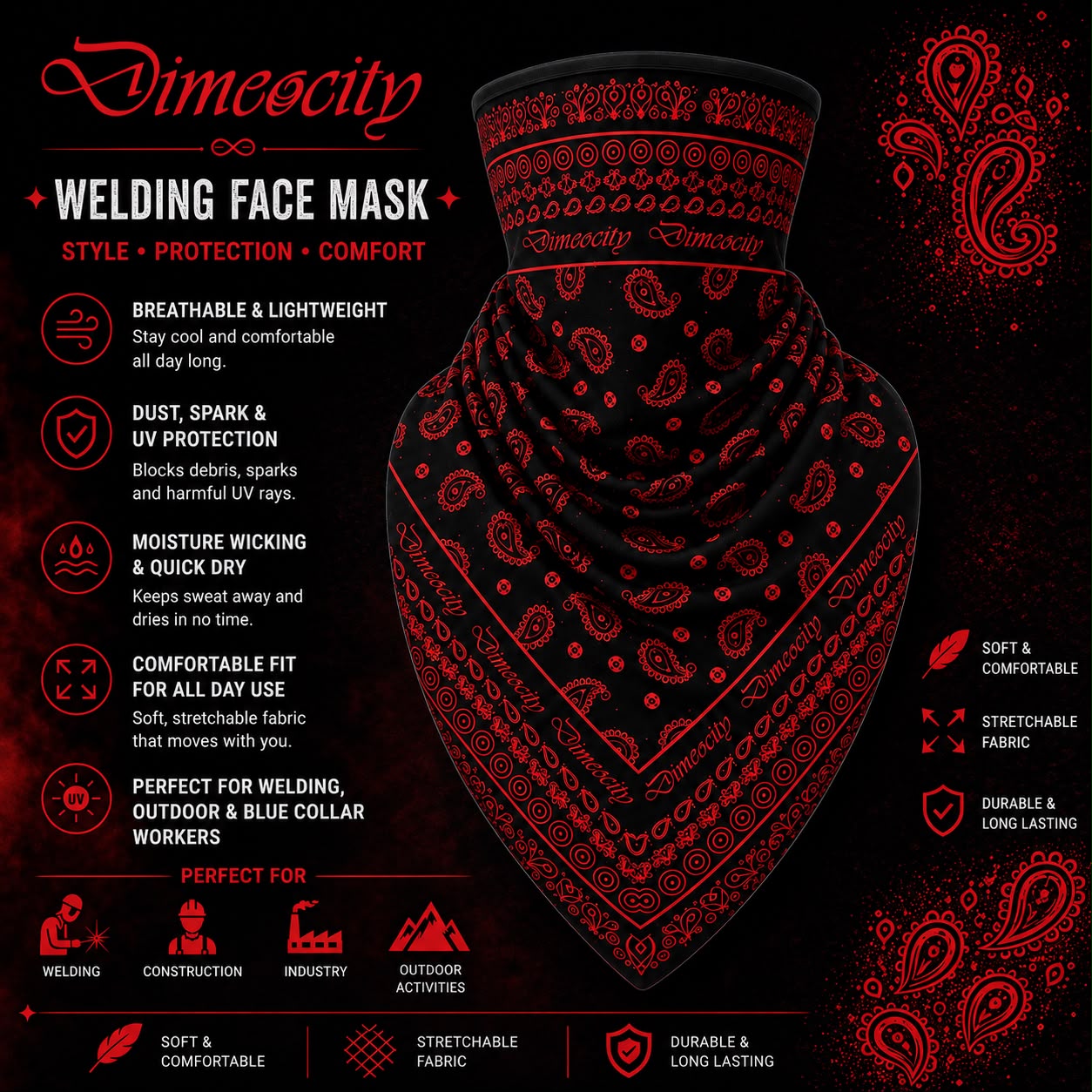 Black/Red Face Mask