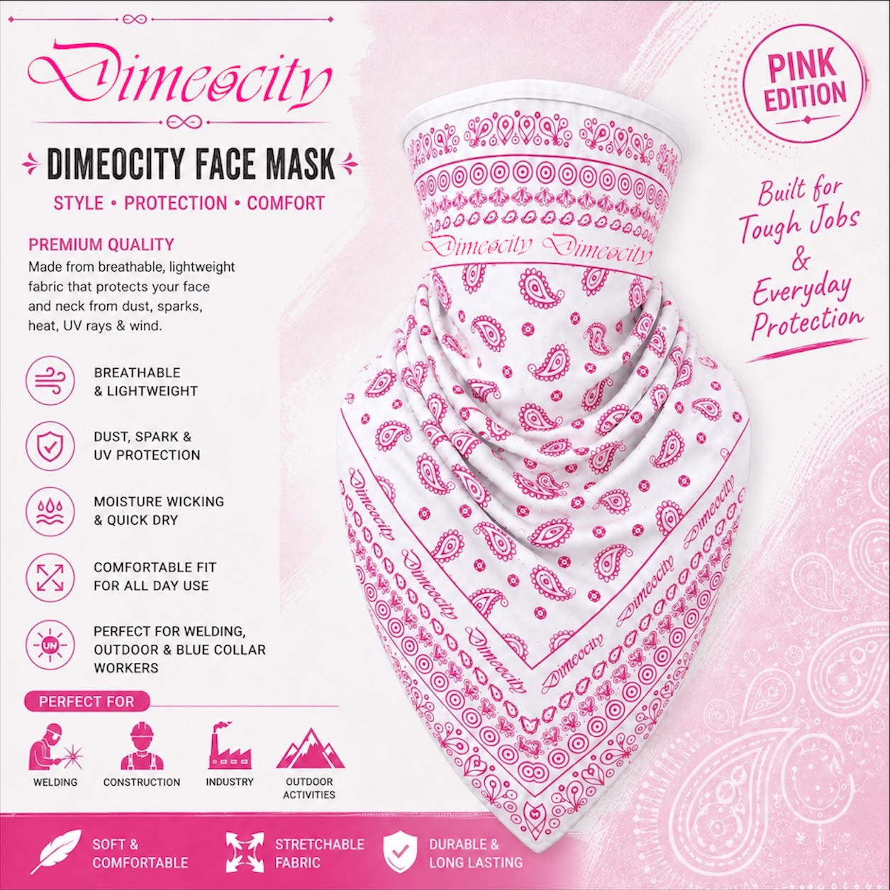 White/Pink Face Mask