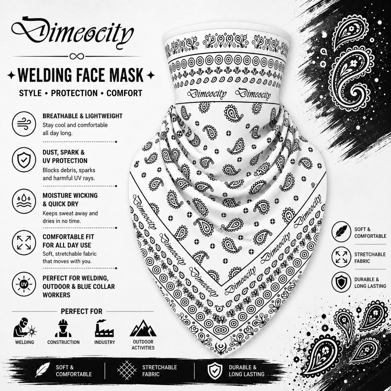 White/Black Face Mask