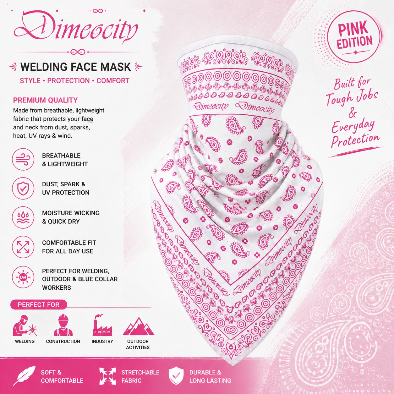 White/Pink Face Mask
