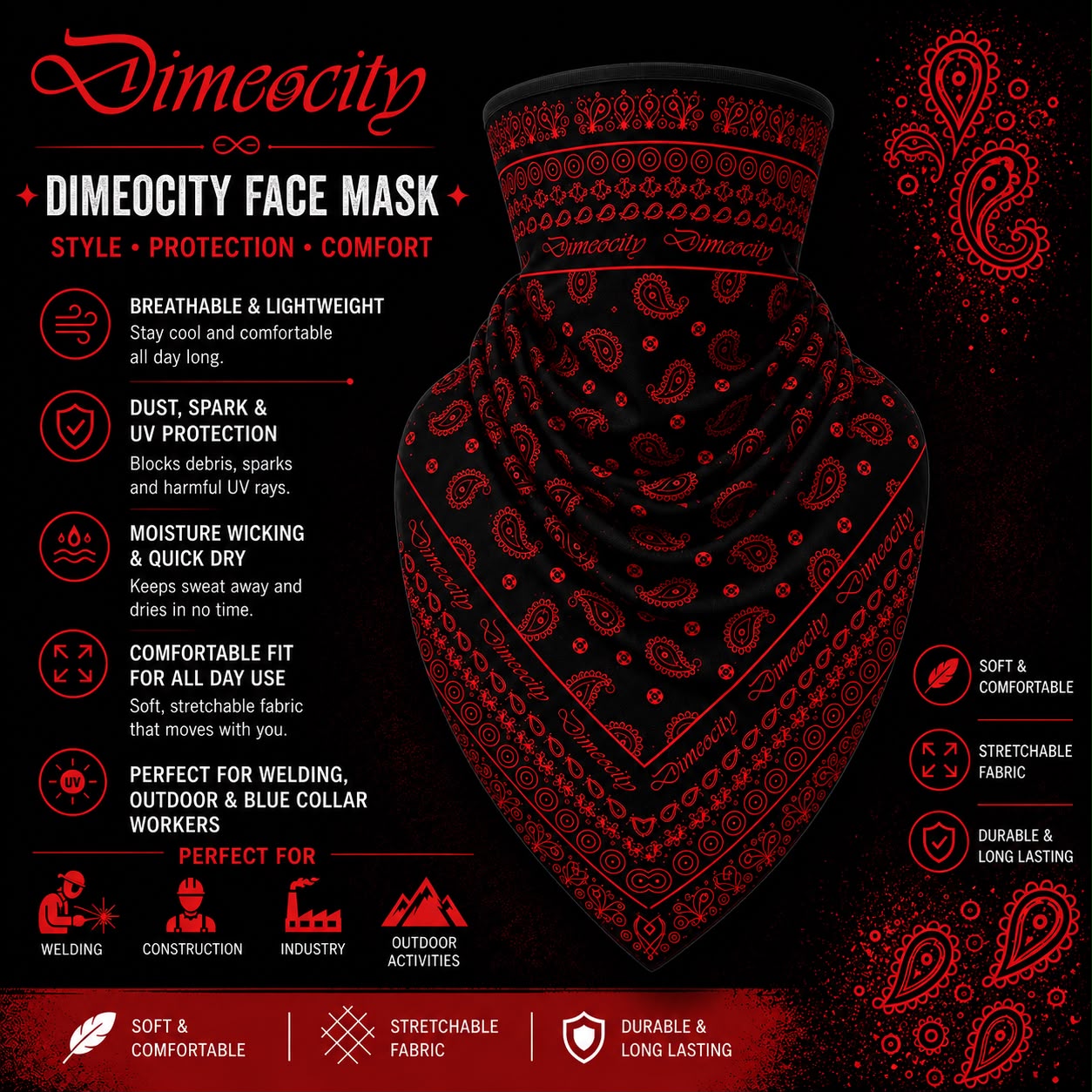 Black/Red Face Mask